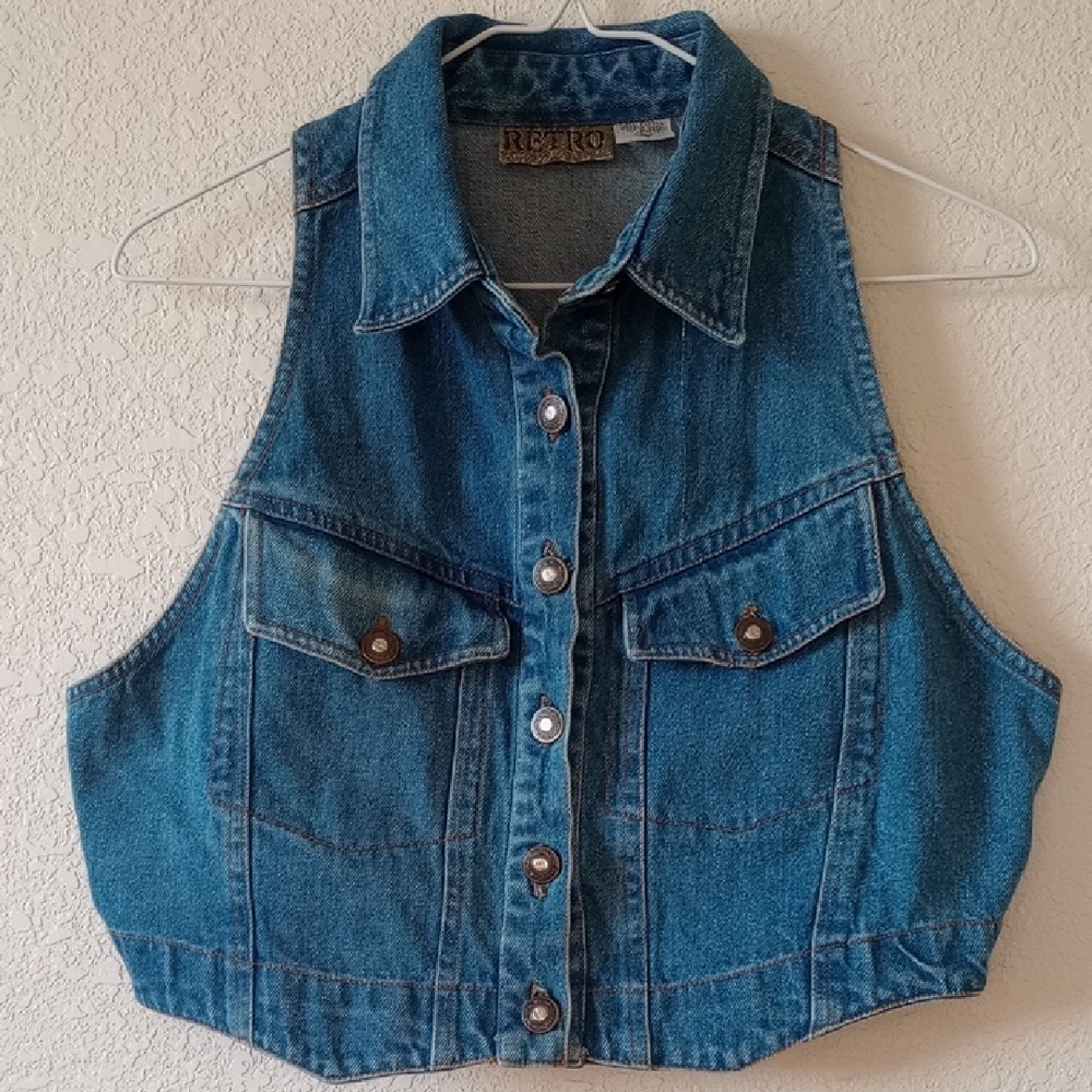 Retro Blue Denim Vest
